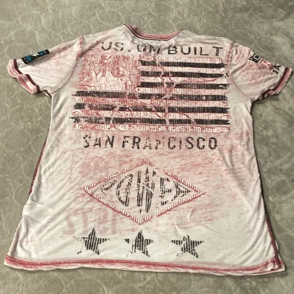 Machine Red and White Graphic Tee  made see through - Picture 5 of 6